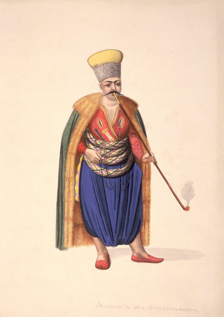 A nagykövetek janicsársága, oszmán korszak, 18. század harmadik negyede (wc papíron) alkotó: French School