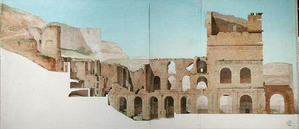 The Ancient Theatre of Orange (Vaucluse, Franciaország), oldalsó arca alkotó: French School