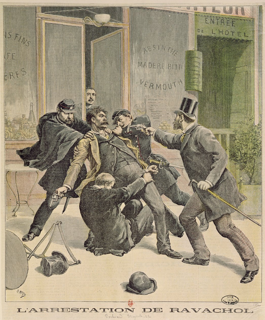 Ravachol letartóztatása, a „Le Petit Journal” címlapja, 1892. április 16. alkotó: French School