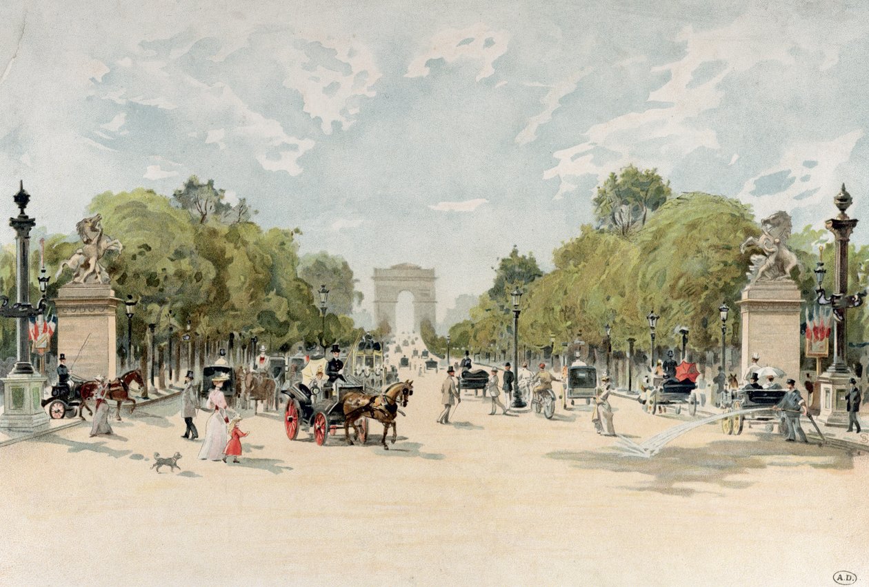 Az Avenue des Champs-Elysees, 1895 körül (wc papíron) alkotó: French School