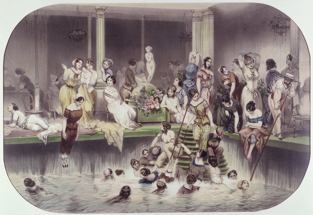 A fürdő a Hotel Lambertben, Ile Saint-Louis, Párizs, 19. század közepe alkotó: French School