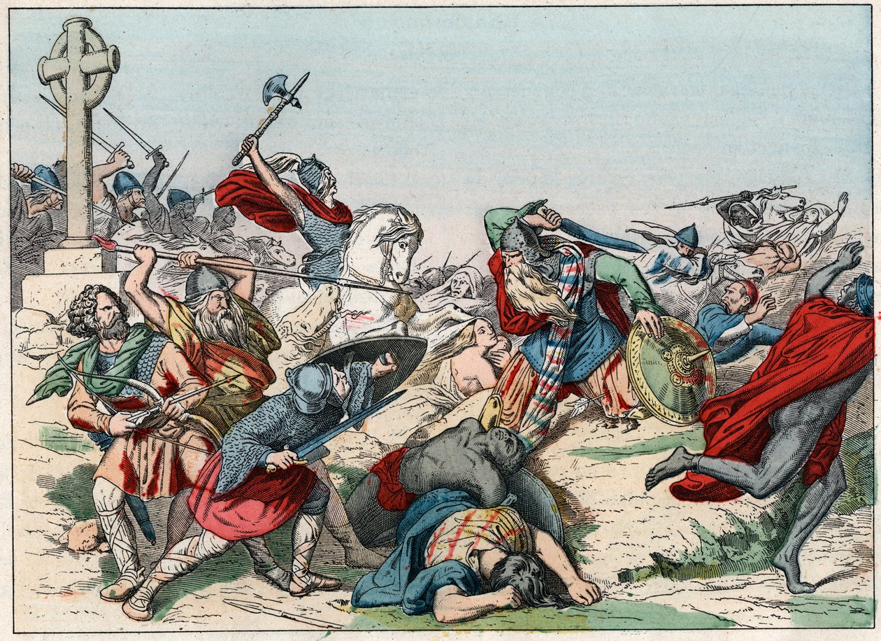 A 732. október 25-i poitiers-i csatát Charles Martel nyerte - A poitiers-i csata, 732. október 25., Charles Martel (688-741) - A 19. század végi metszet a „” Nos Gires Nationales-ban – Images et recits ”” alkotó: French School
