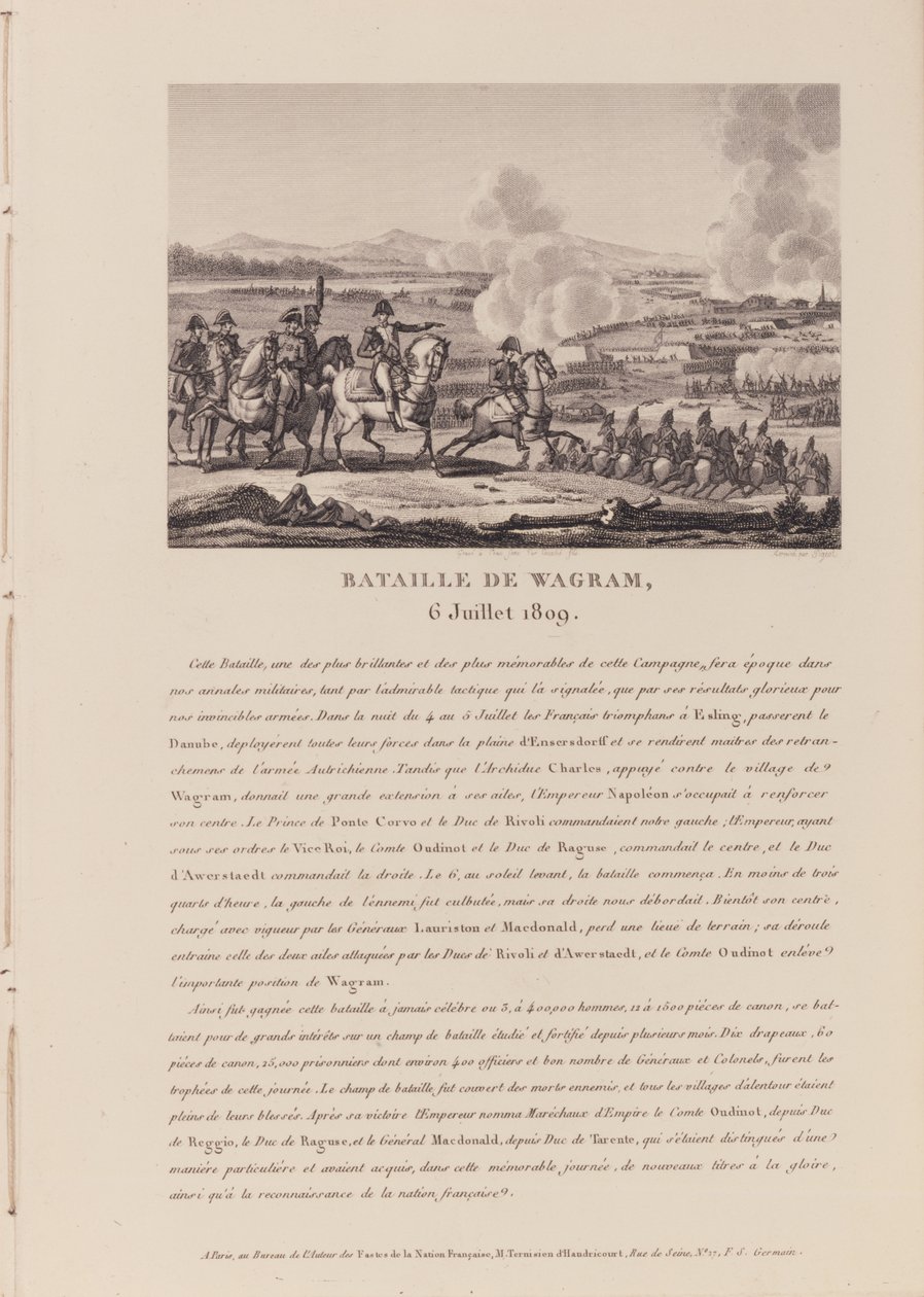 A wagrami csata 1809. július 6-án (litho) alkotó: French School