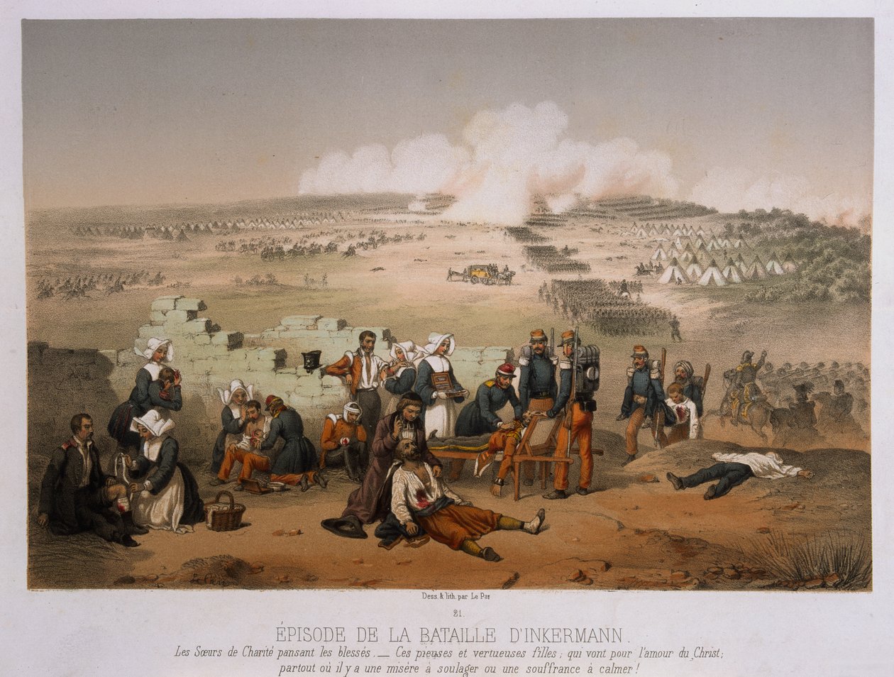 Az inkermani csata 1854. november 5-én a Krím-félszigeti háborúból, kiadó: Lemercier et Cie, Párizs, 1856 alkotó: French School
