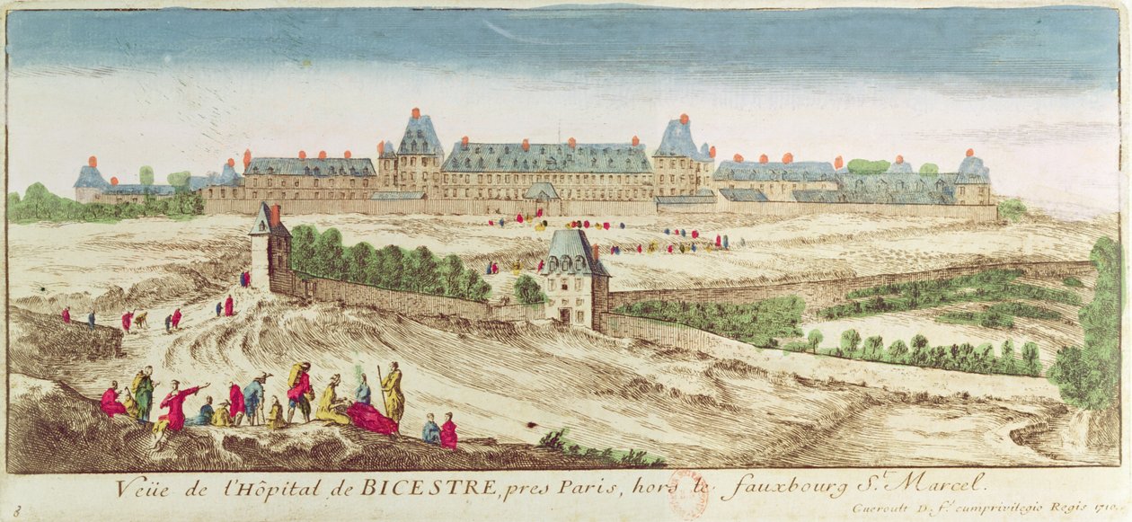 A Bicetre-menedékház Párizsban, 1710 alkotó: French School