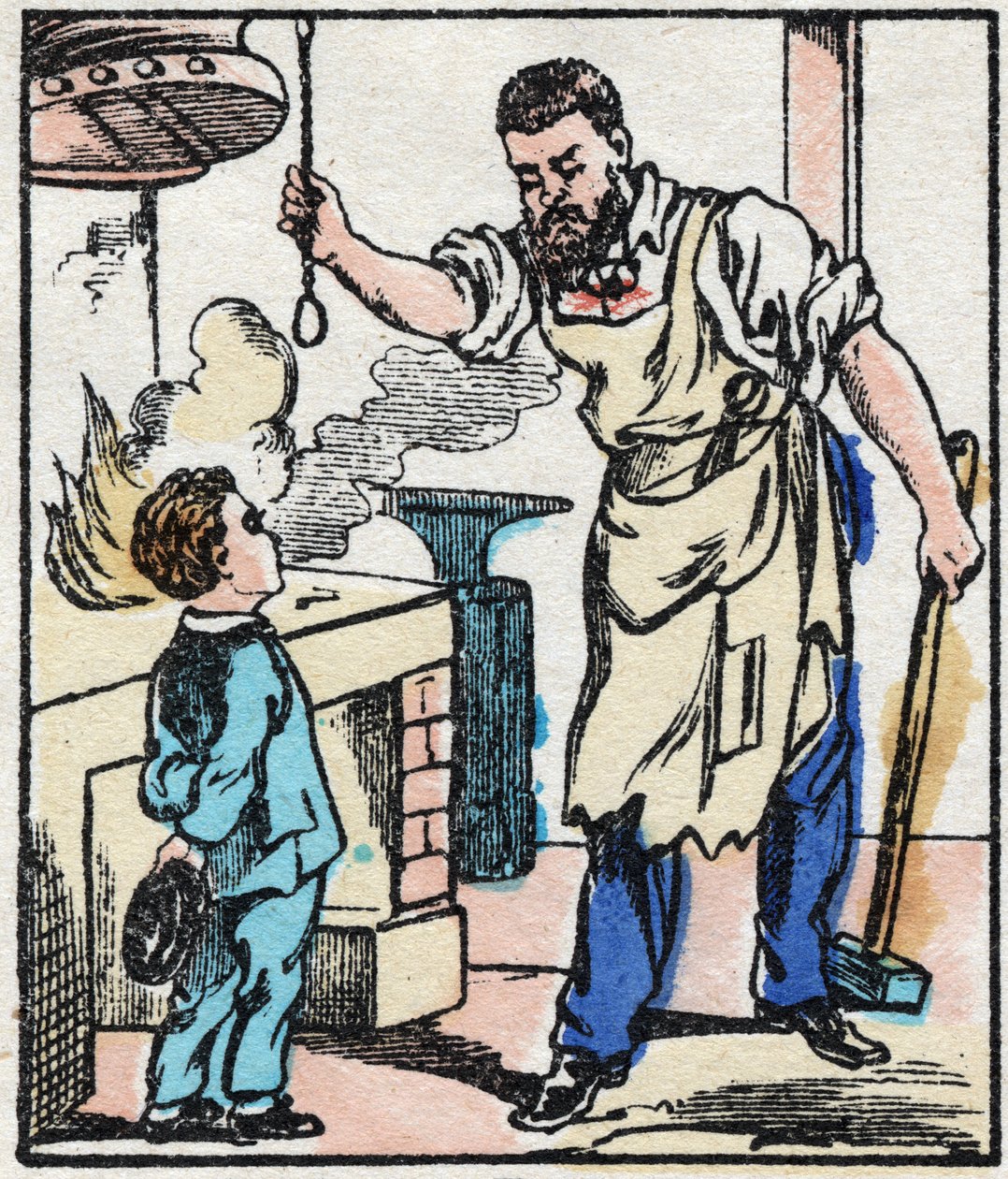 A Kovács. Metszet a „La chanson des metier”-ben. Epinális képalkotás, 19. század vége. Magángyűjtemény alkotó: French School