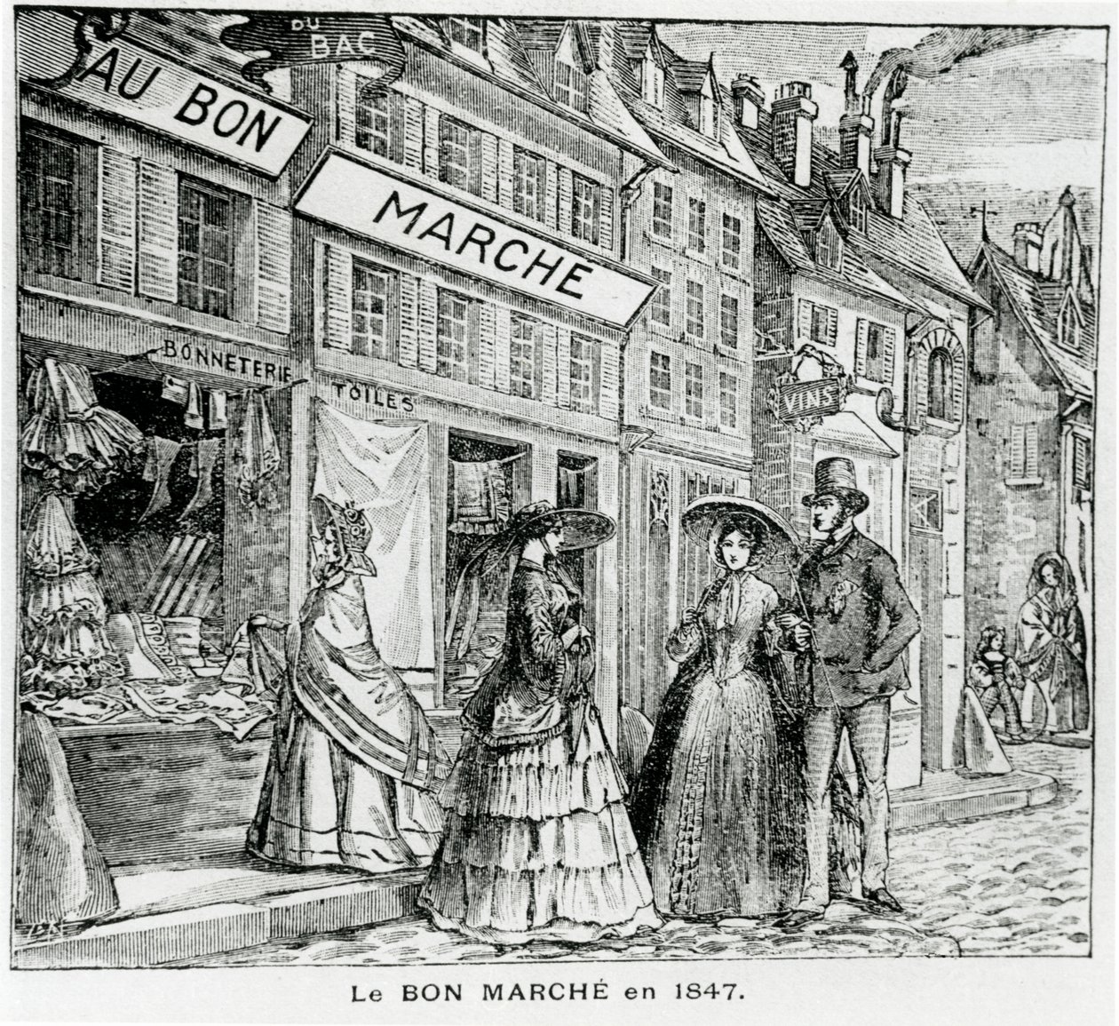 A Bon Marché Shop a párizsi rue du Bac-ban 1847-ben alkotó: French School
