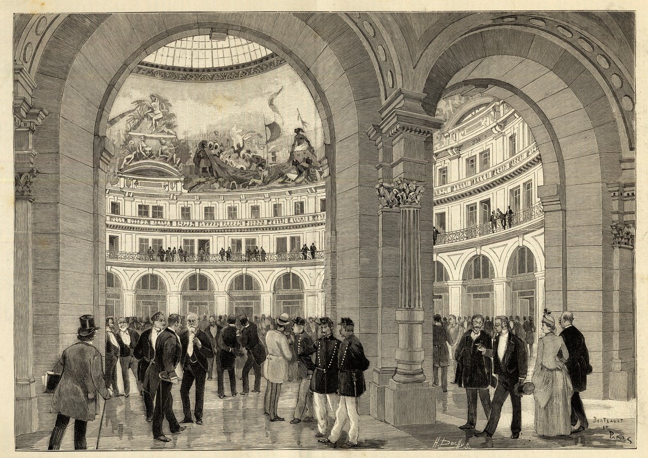 A Bourse du Commerce - Párizs (1. kerület) - 1889 - metszet a Le Monde illustrious-ból - 1889 alkotó: French School