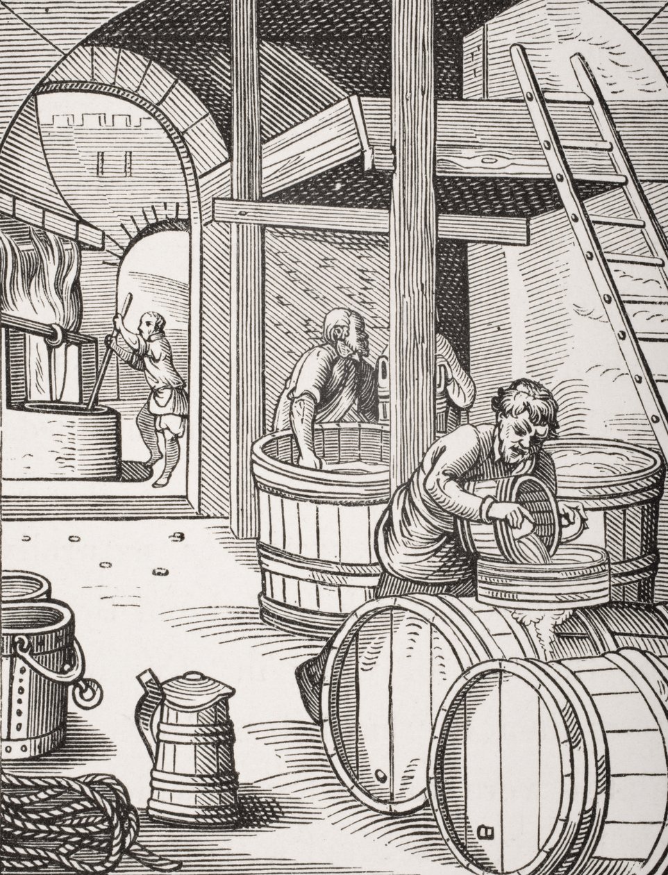 A Brewer egy 16. századi illusztrációja után, amelyet Jost Amman (1539-91) rajzolt és metszett Paul Lacroix (1806-84) „Le Moyen Age et La Renaissance” című művéből, 1847-ben megjelent. alkotó: French School