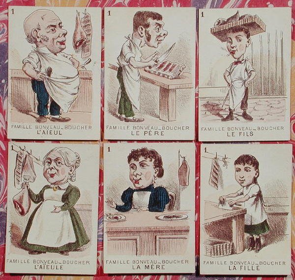 A Mészáros család a „Jeu des Sept Familles”-ből (színes litho) alkotó: French School