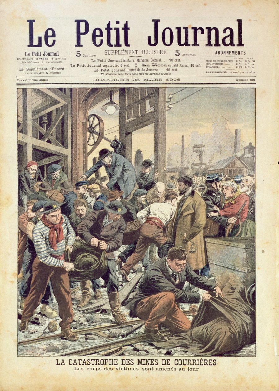 A Courrieres-i katasztrófa, a Le Petit Journalból, 1906. március 25. alkotó: French School