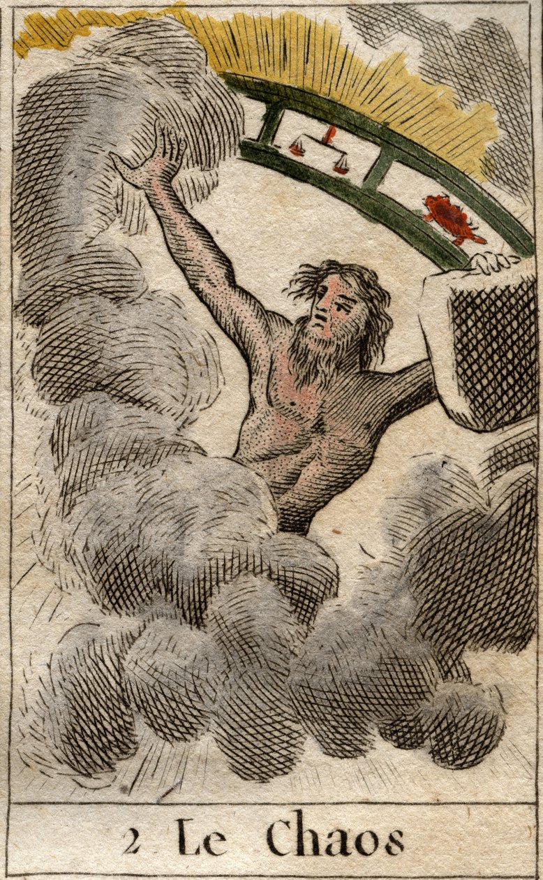 A káoszisten egy darab állatövvel ábrázolva. Pierre Blanchard „Az ifjúság mitológiájából” 1803-ból. alkotó: French School