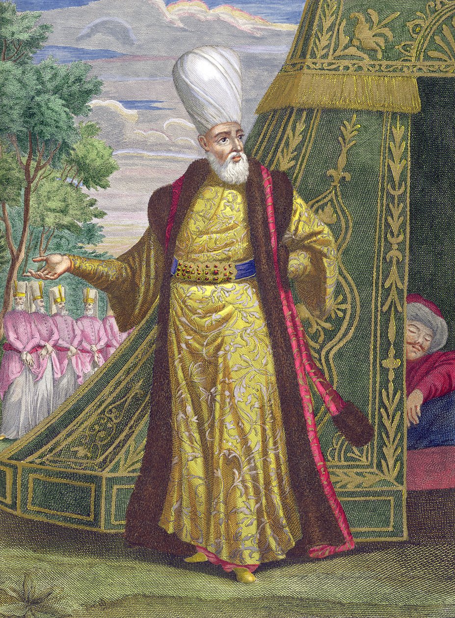 A főjanicsár, a Recueil destampes sur les Costumes du Levant, vésette Gerard Jean Baptiste Scotin (1671-1716) 1707-08 alkotó: French School