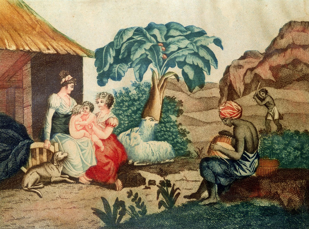 Paul és Virginie gyermekkora, Henri Bernardin de Saint-Pierre (1737-1814) Paul et Virginie című művéből alkotó: French School