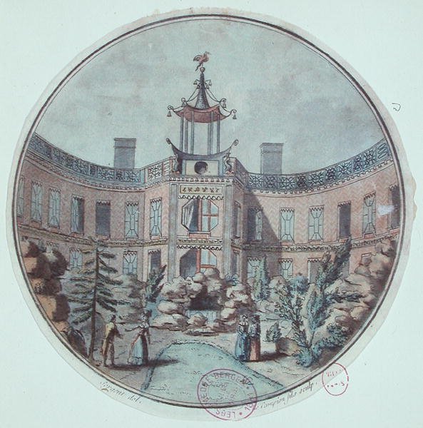 A párizsi kínai fürdő, amelyet Lenoir alapított (színes metszet) alkotó: French School