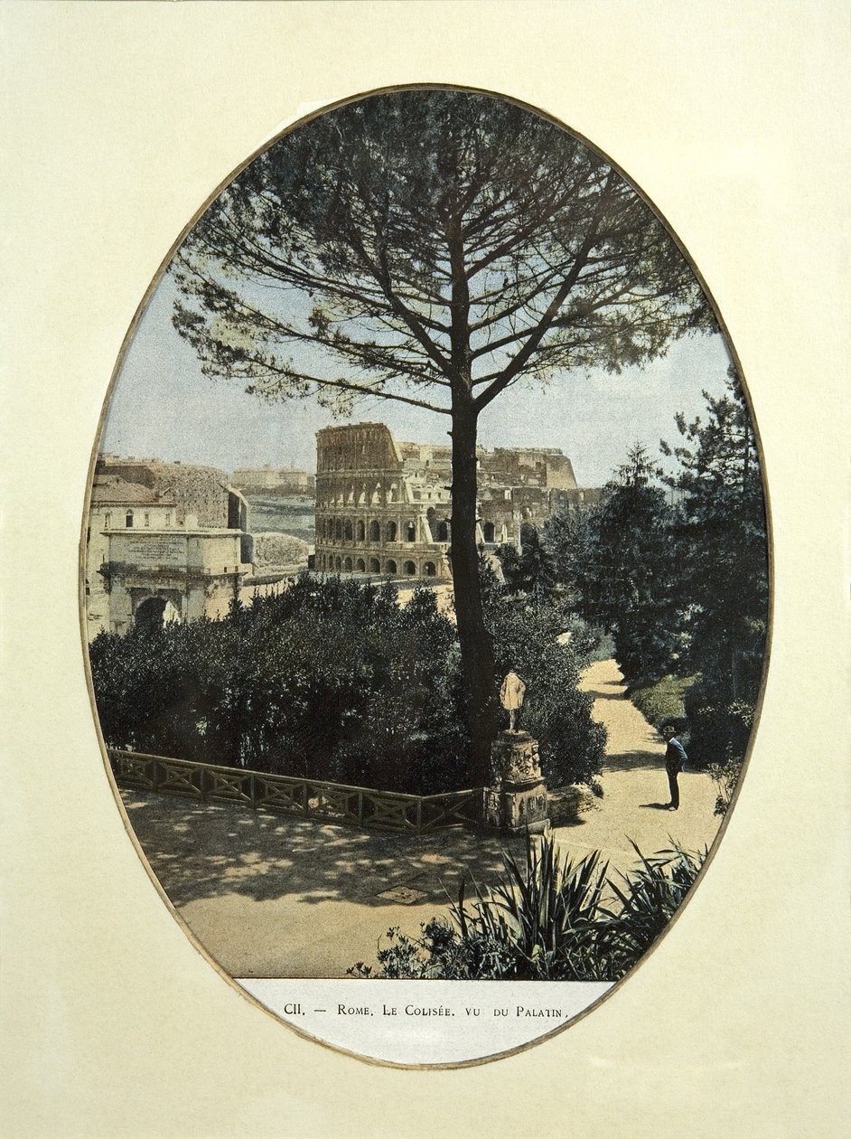 A Colosseum a római Palatinus-dombról nézve (színes fotó) alkotó: French School