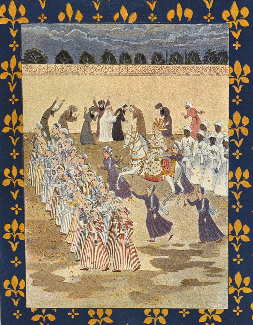 The Cortege of Aladdin, illusztráció Aladdin számára, Az arab éjszakákból, 1895 (színes metszet) alkotó: French School