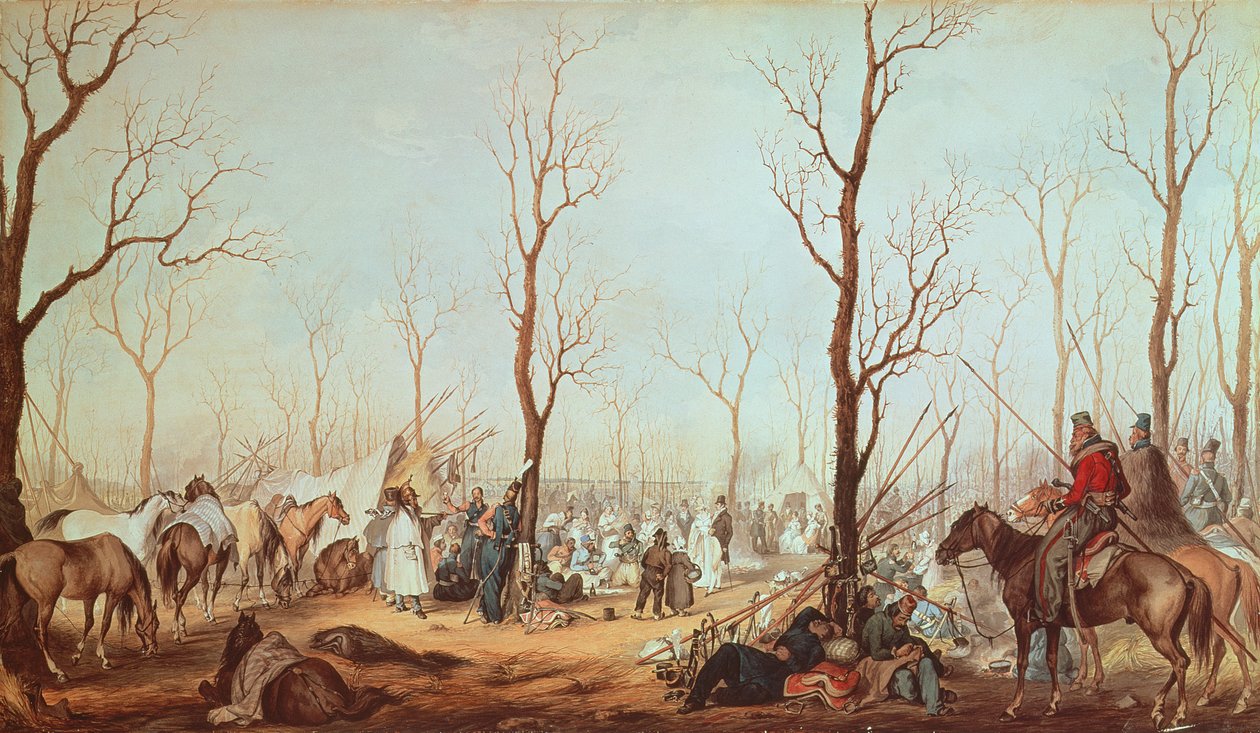 Kozákok a Champs Elysees-n, 1815 (wc papíron) alkotó: French School