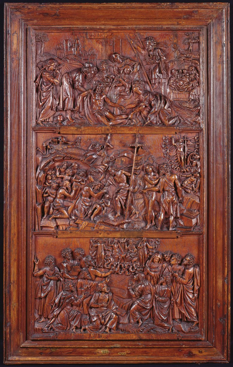 The Credo, II. panel: Leszállás a keresztről, sírba helyezés, feltámadás és alászállás Limbóba és mennybemenetel, 1587 (fa) (lásd még: 414036, 4140389) alkotó: French School