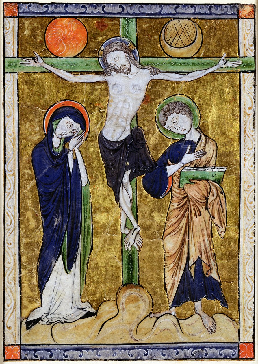 A keresztre feszítés, egy zsoltárból, 1215 körül alkotó: French School