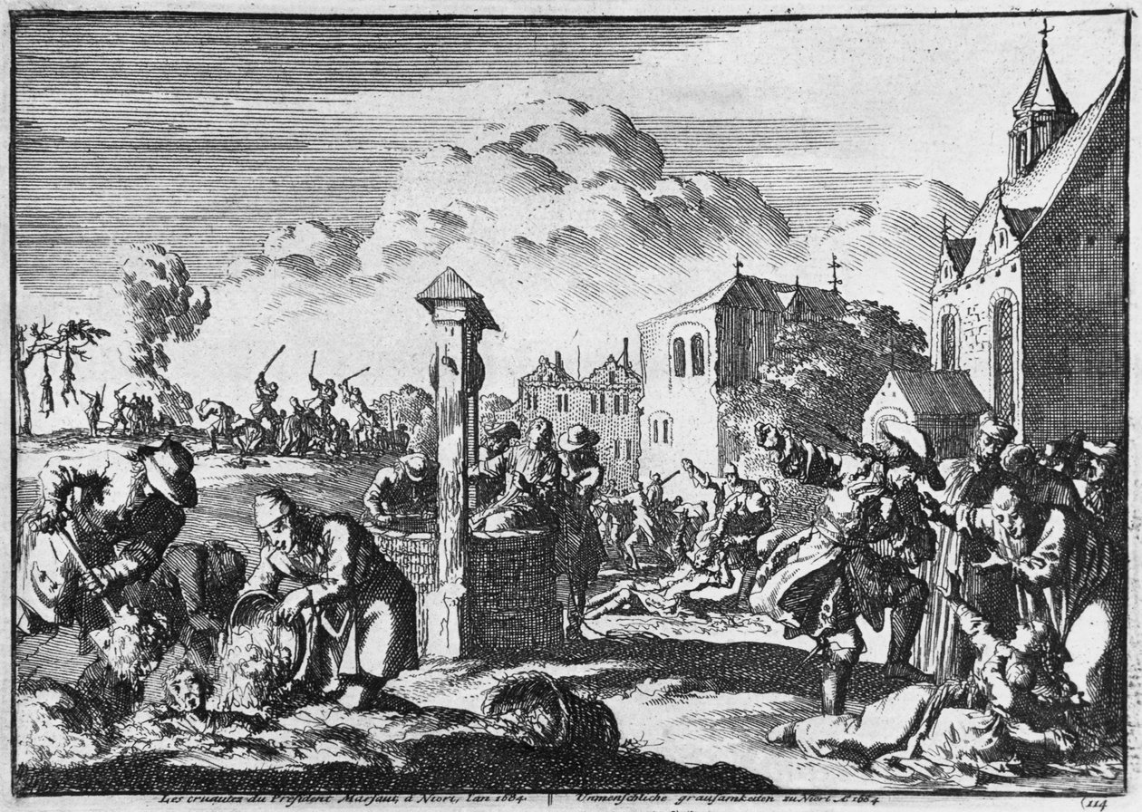 Marsaut elnök kegyetlensége Niortban a protestánsok ellen, 1684 alkotó: French School
