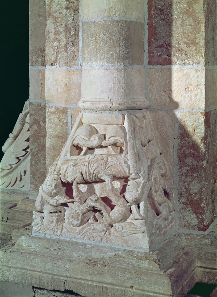 Lázár és a gazdag ember halála, a főhajóban található fővárosból, 1150 körül alkotó: French School
