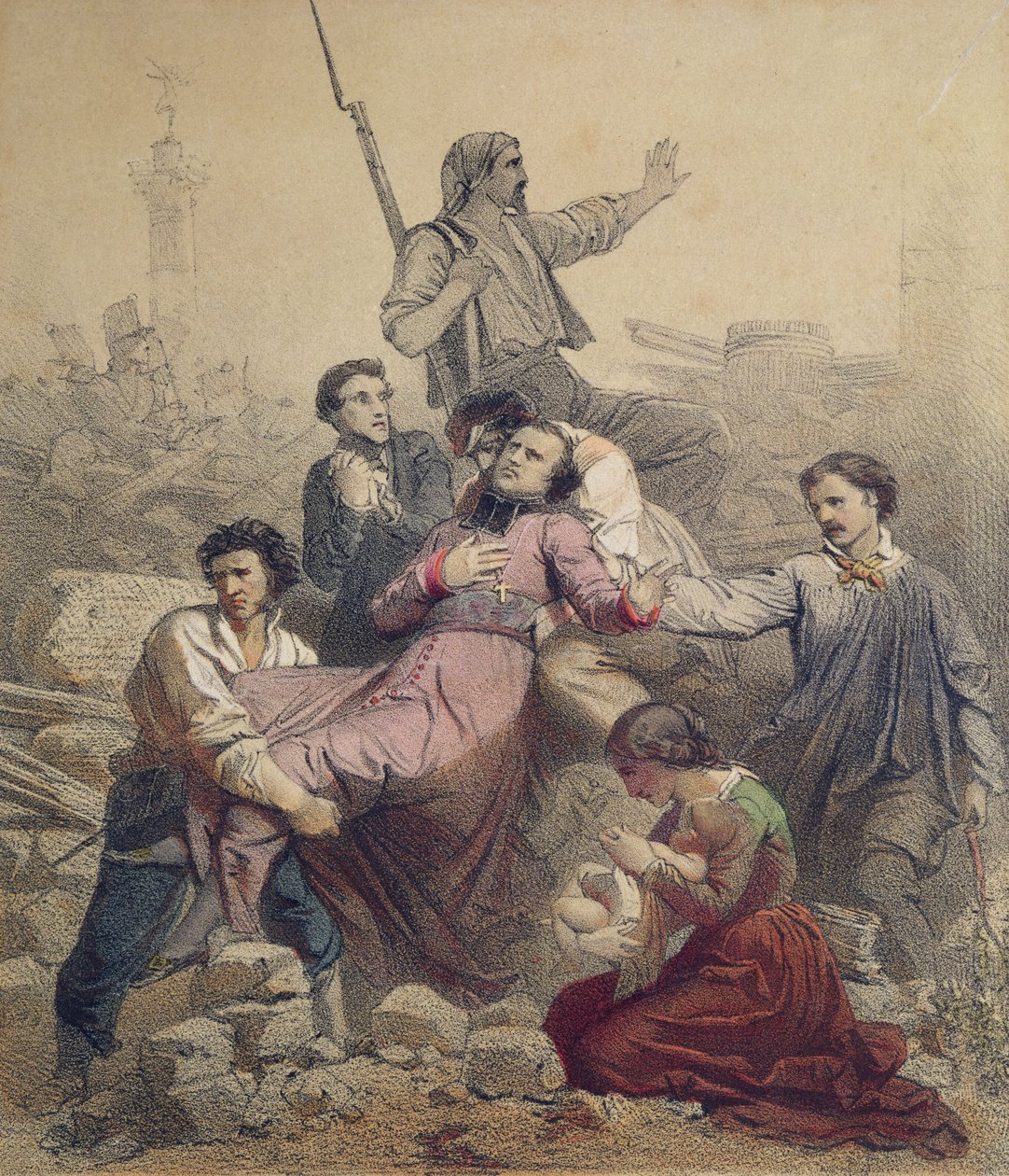 Monseigneur Affre (1793-1848) halála, 1848. június 25. alkotó: French School