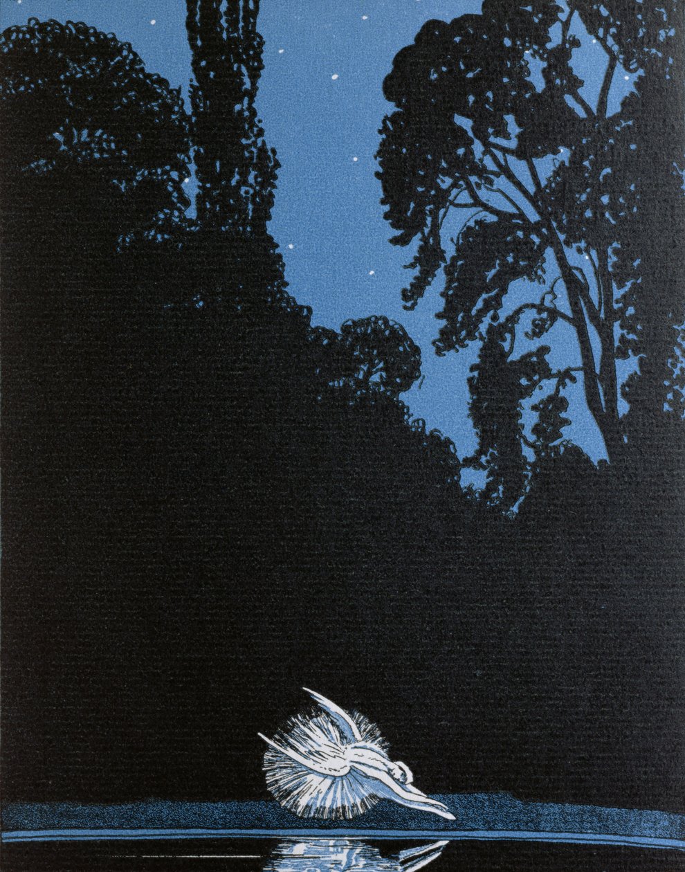 A hattyú halála, a La Gazette du Bon Ton illusztrációja, Csajkovszkij Hattyúk tava című balettje ihlette, 1924 alkotó: French School