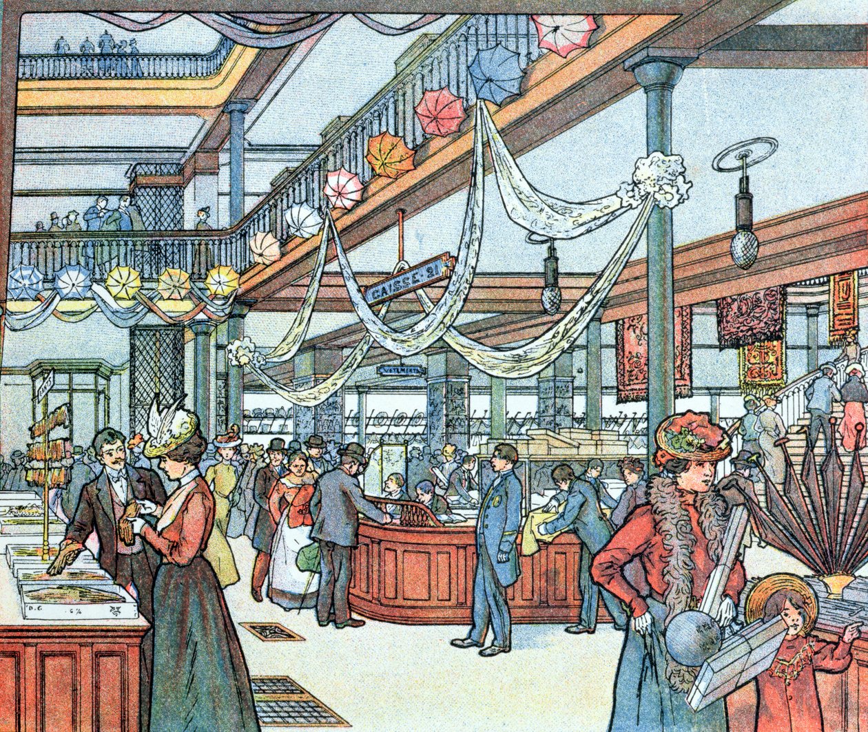 Áruház, Cours Schweiter illusztráció, 1900 körül alkotó: French School
