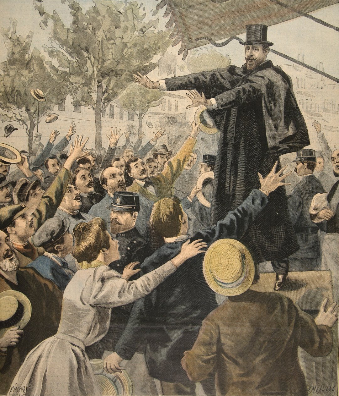 Deroulede találkozó: a kijáratnál, illusztráció a Le Petit Journal: Supplement illustre, 1898. október 9. alkotó: French School