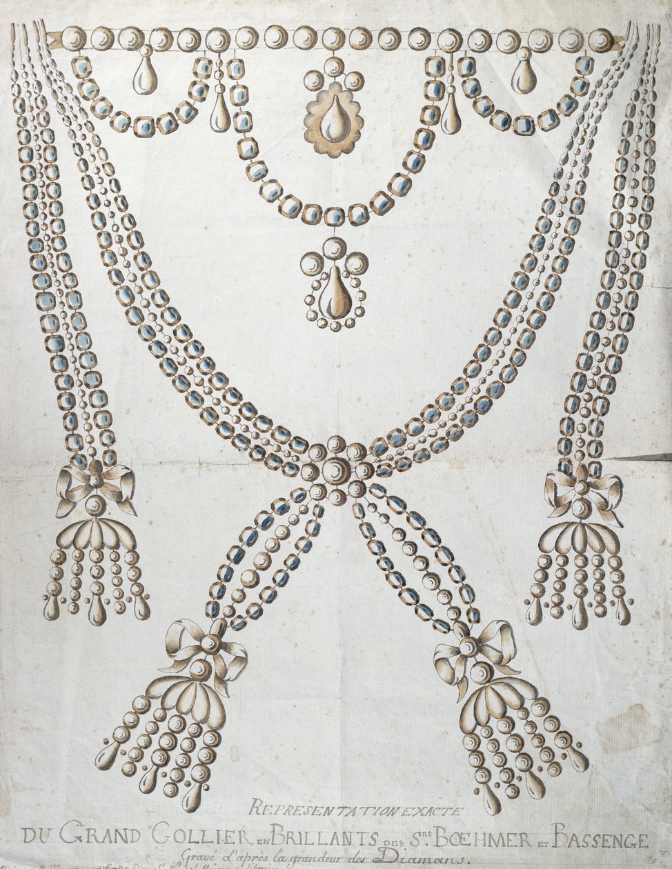 A gyémánt nyaklánc a Collier de la Reine ügyében érintett, 1785 körül alkotó: French School