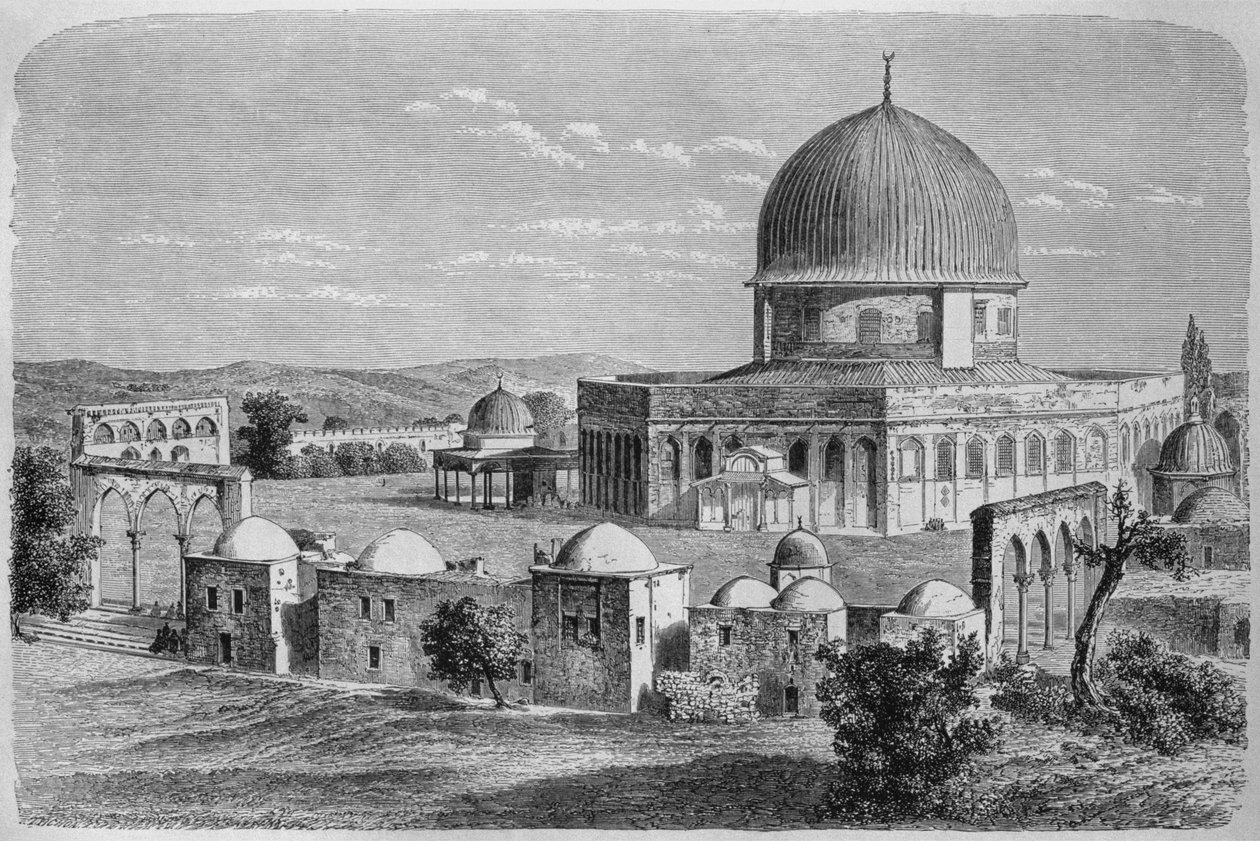A Sziklakupola, Templomhegy, Szíriából ma. Utazások Föníciában, Libanonban és Júdeában. Louis Charles Emile Lortet 1875-1880, 1884 (bw metszet) alkotó: French School