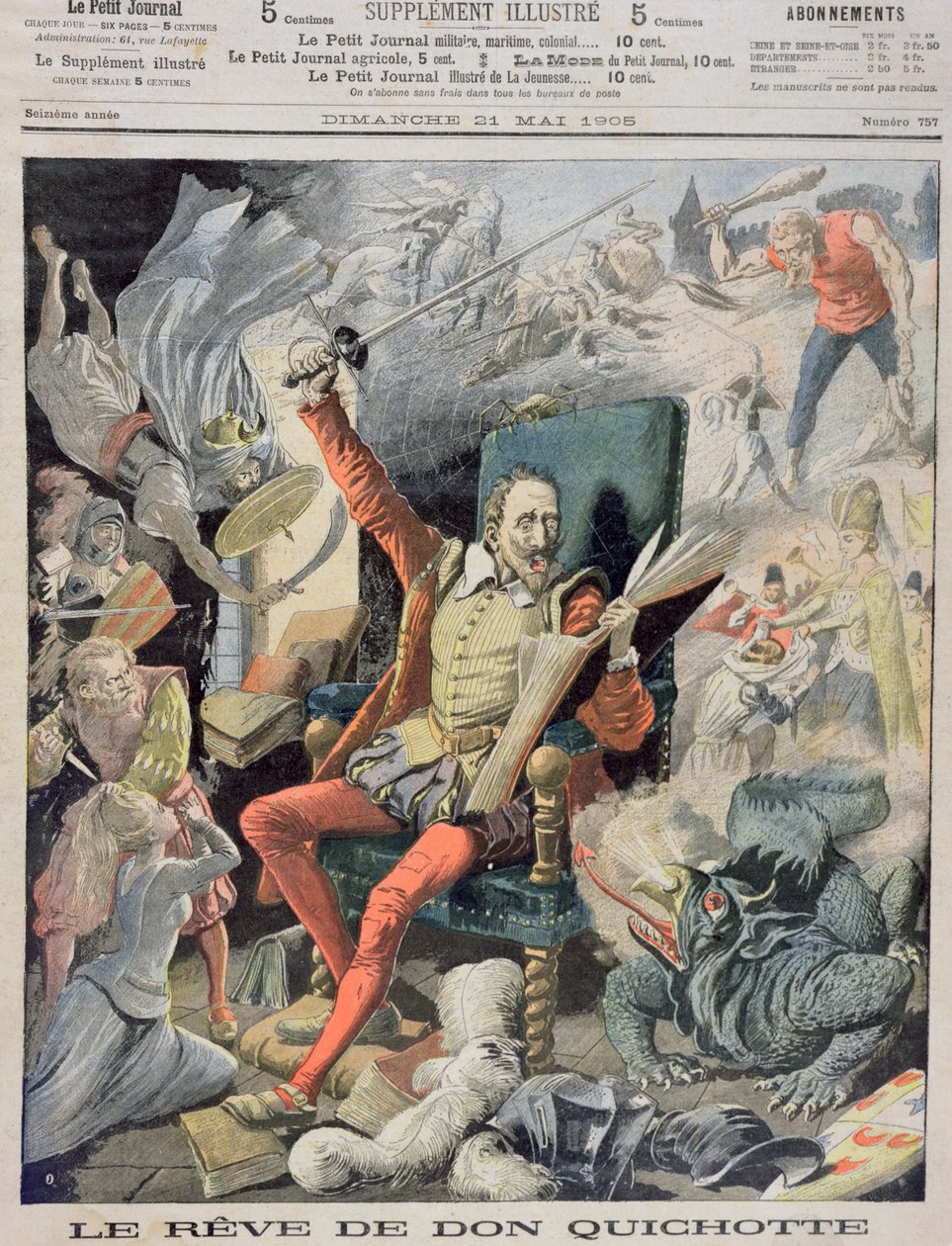 Don Quijote álma, borítóillusztráció a Le Petit Journalból, 1905. május 21 alkotó: French School
