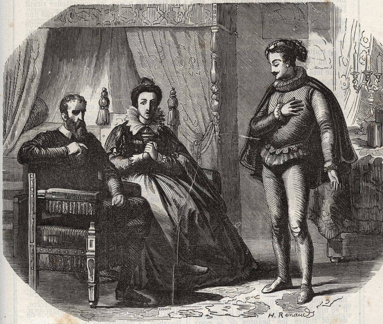 Cleves hercegnője, Mary von Julich Juliers és Berg hercegnője (1491-1543) értesül lánya, Anne of Cleves (1515-1557) és VIII. Henrik angol király (1491-1547) házasságának felbomláról. ) 1540-ben. Metszet 1871-ből a „Hist alkotó: French School