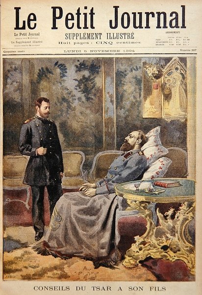 A haldokló III. Sándor cár tanácsot ad fiának, Miklós cárének alkotó: French School