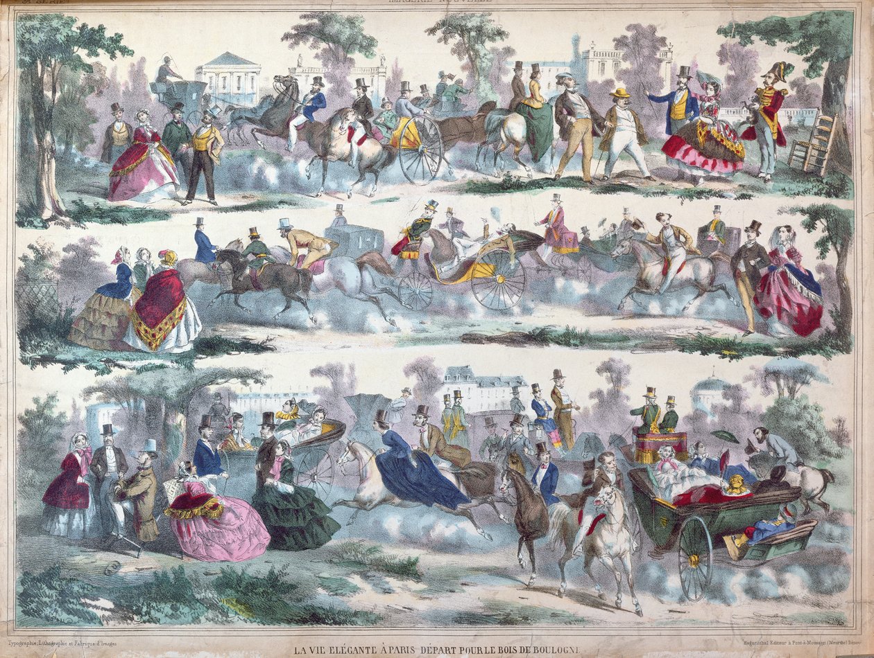Az elegáns élet Párizsban – Indulás a Bois de Boulogne-ba, 1860 körül alkotó: French School