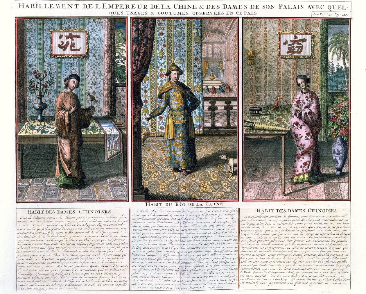 Kína császára és két nemesasszony, Athanasius Kircher (1601-80) által készített China Monumentis reprintjének illusztrációja alkotó: French School
