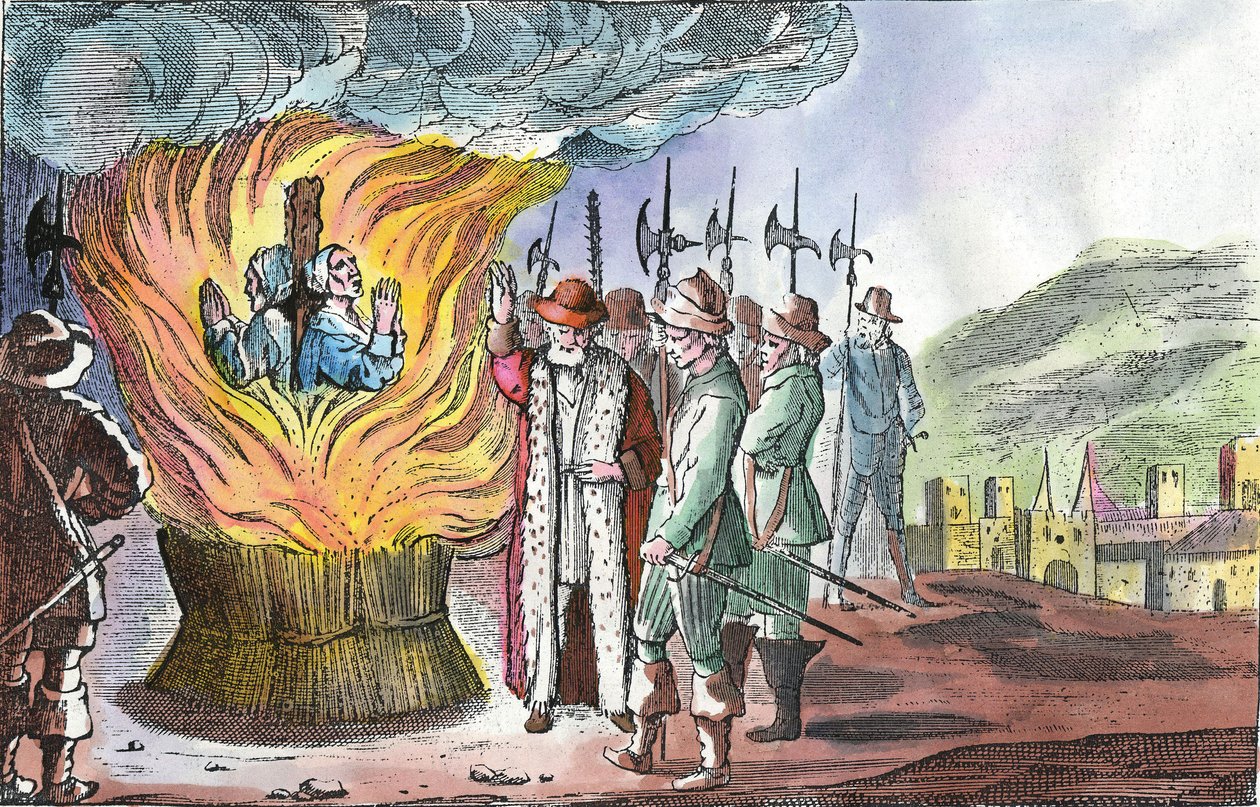 A valdens nők kivégzése az 1655-ös piemonti húsvétkor alkotó: French School
