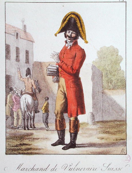 A Faltrank eladó, 1830-40 körül (színes metszet) alkotó: French School