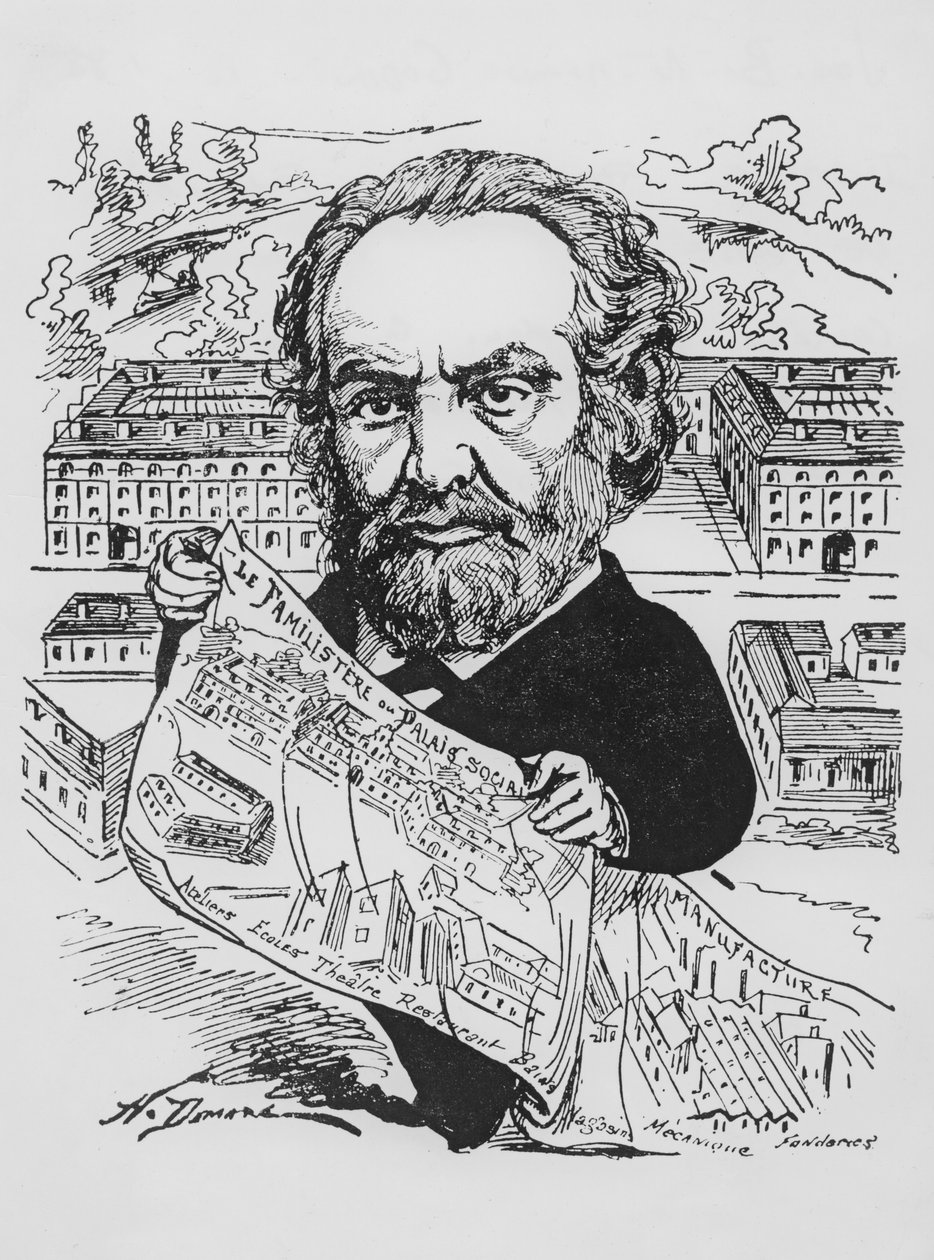 A Guise család és alapítója, Jean-Baptiste Andre Godin (1817-88), a Les Hommes dAujourdhui c. 1880 alkotó: French School