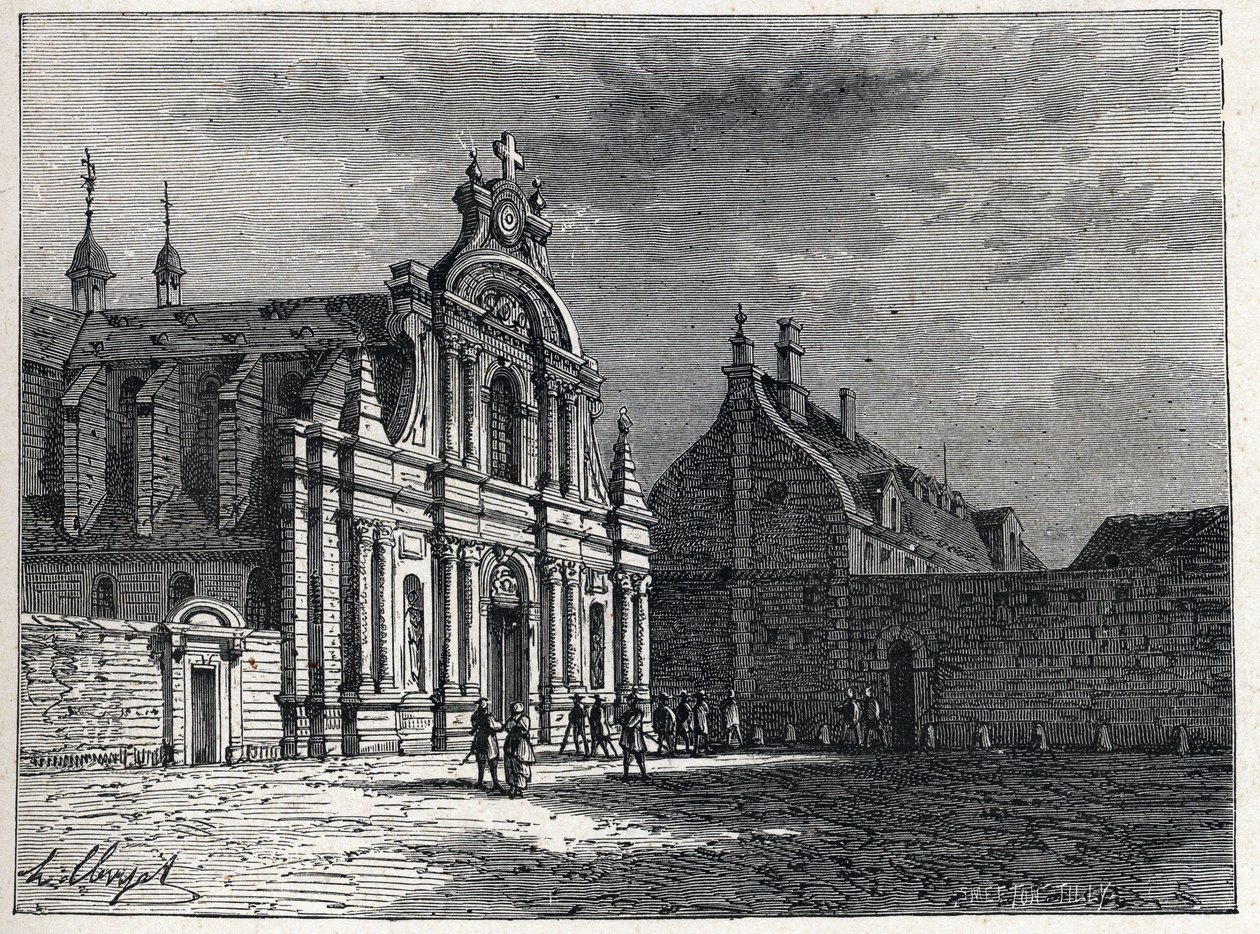 A Feuillants kolostor, a Feuillants Club, a francia forradalom idején uralkodó politikai szervezet, a találkozóhelye. Metszet 1889-ből. Magángyűjtemény. alkotó: French School