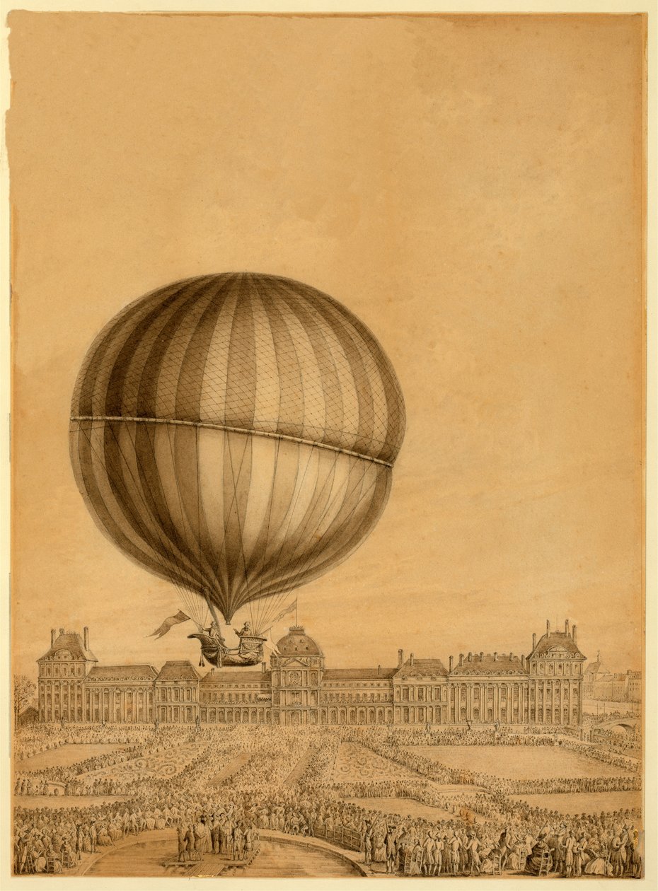Az első emberes gázballonos repülés, 1783. december 1., 1783 körül alkotó: French School
