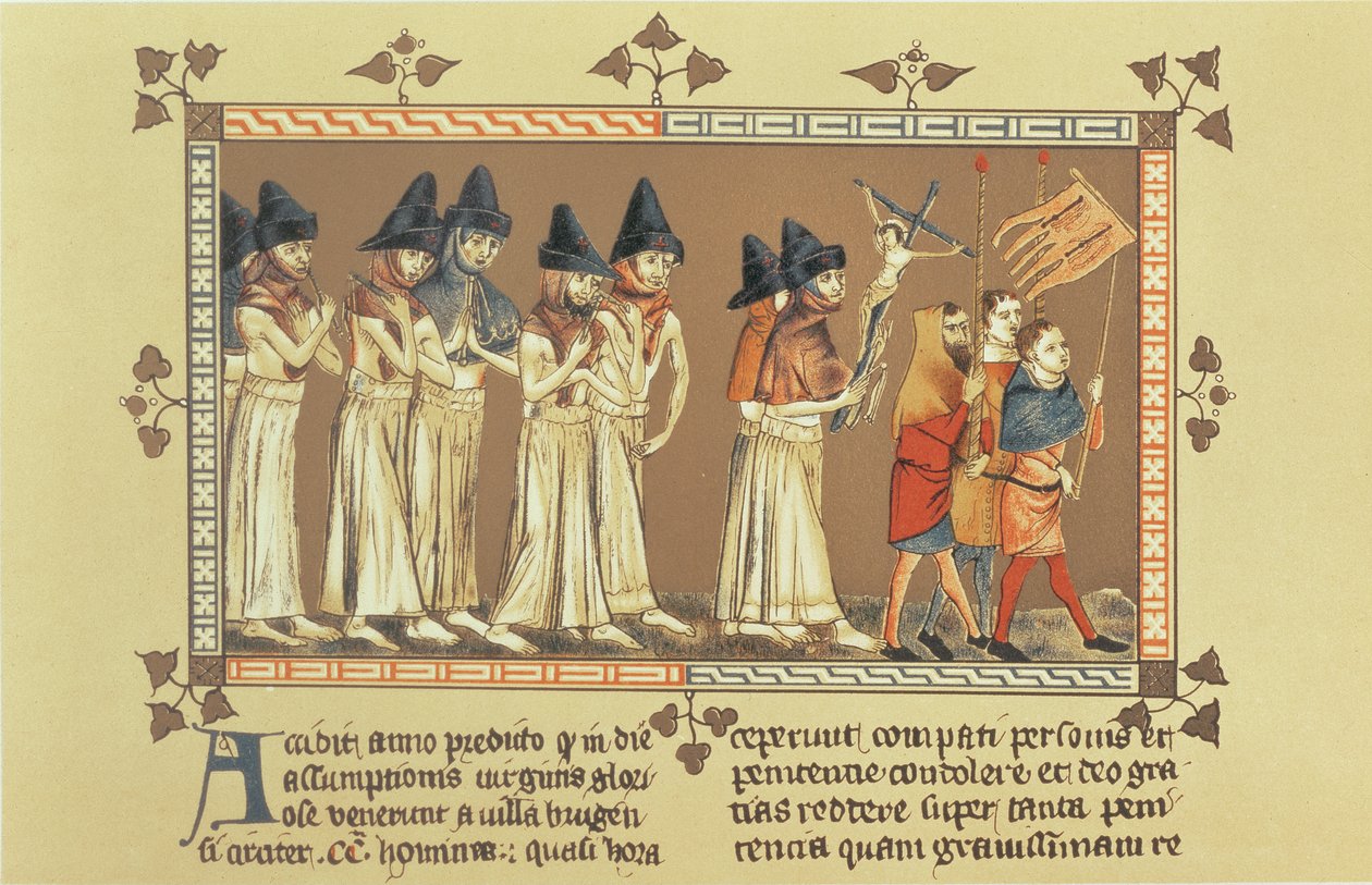 A zászlósok Doornikban 1349-ben, Aegidius Li Muisis krónikájának miniatúrájának másolata alkotó: French School