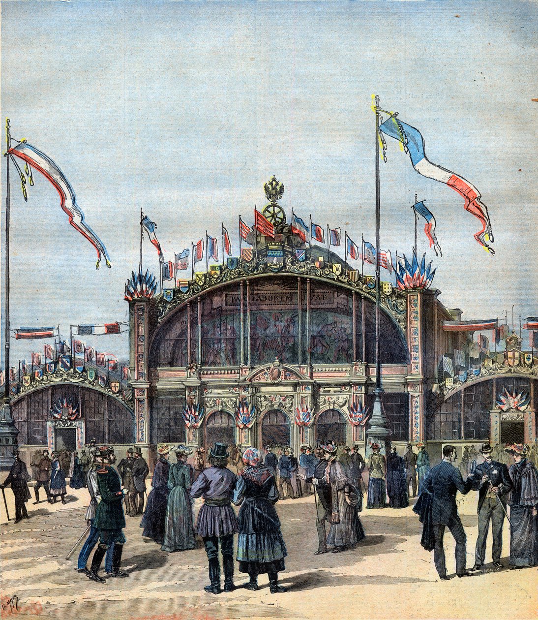 A francia kiállítás Moszkvában (1892. május-okt.) A homlokzat képe. Illusztráció a Le Petit Journal számára alkotó: French School