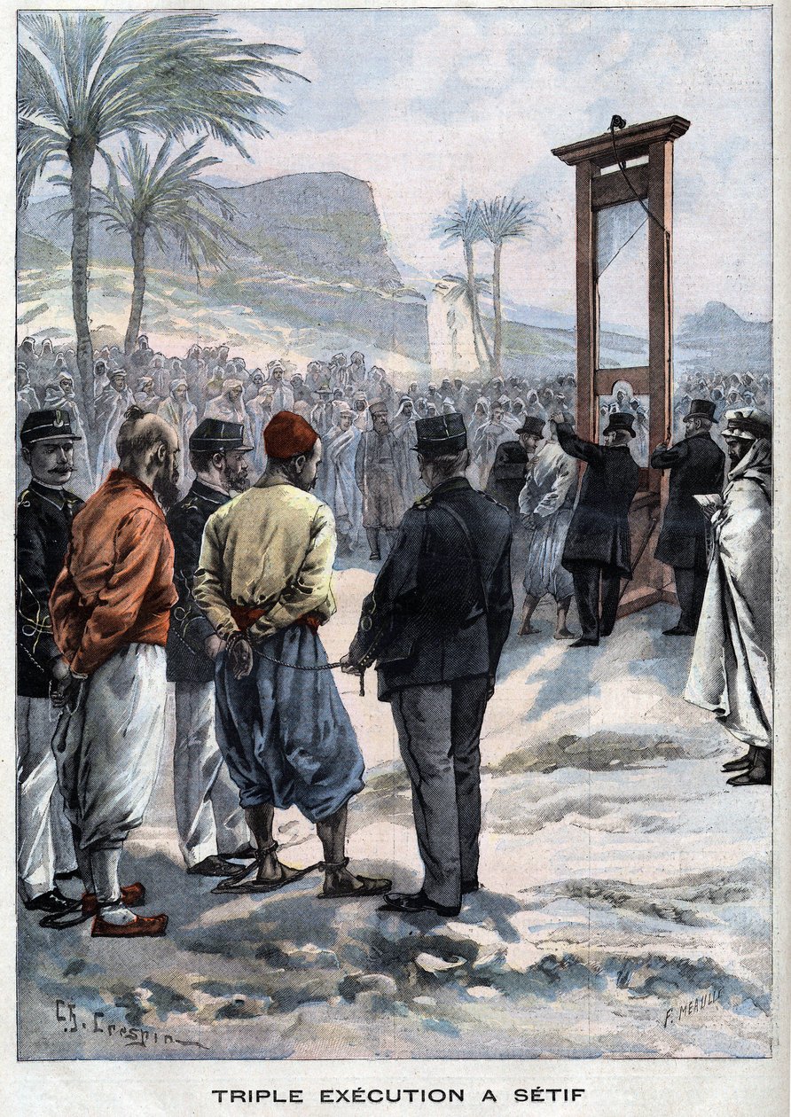 A francia guillotine három lázadót az algériai Setifnél - a "Le Petit Parisien"-ben alkotó: French School