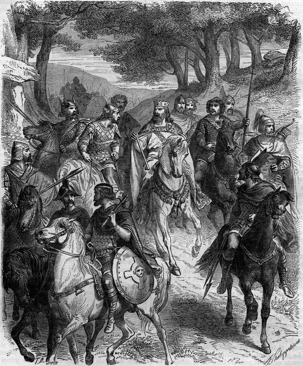 A francia urak a Quiercy-i gyűlésen: Quierzy kapitulációja (a feodalite alapító okiratai a tiszteletbeli örökösök által), amelyet 877. június 14-én Quierzy sur Oise-ban hirdetett ki Kopasz Károly, hogy szabályozza birodalma zavartalan működését, amíg ő vol alkotó: French School