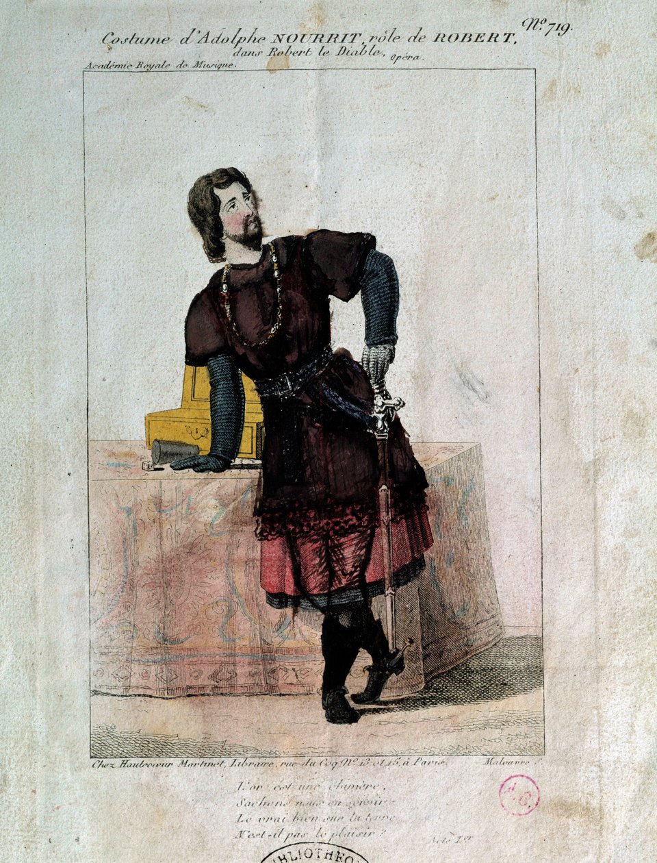 A francia tenor Adolphe Nourrit (1802-1839) Robert szerepében a „Robert le diable” című filmben, XIX. Párizs, az Opera Könyvtára alkotó: French School