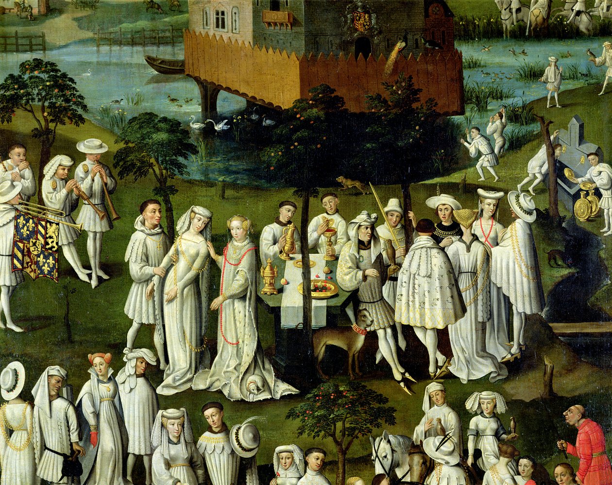 A szerelem kertje Jó Fülöp udvarában, a Hesdin kastély kertjében 1431-ben (részlet a 32980-as képből) alkotó: French School