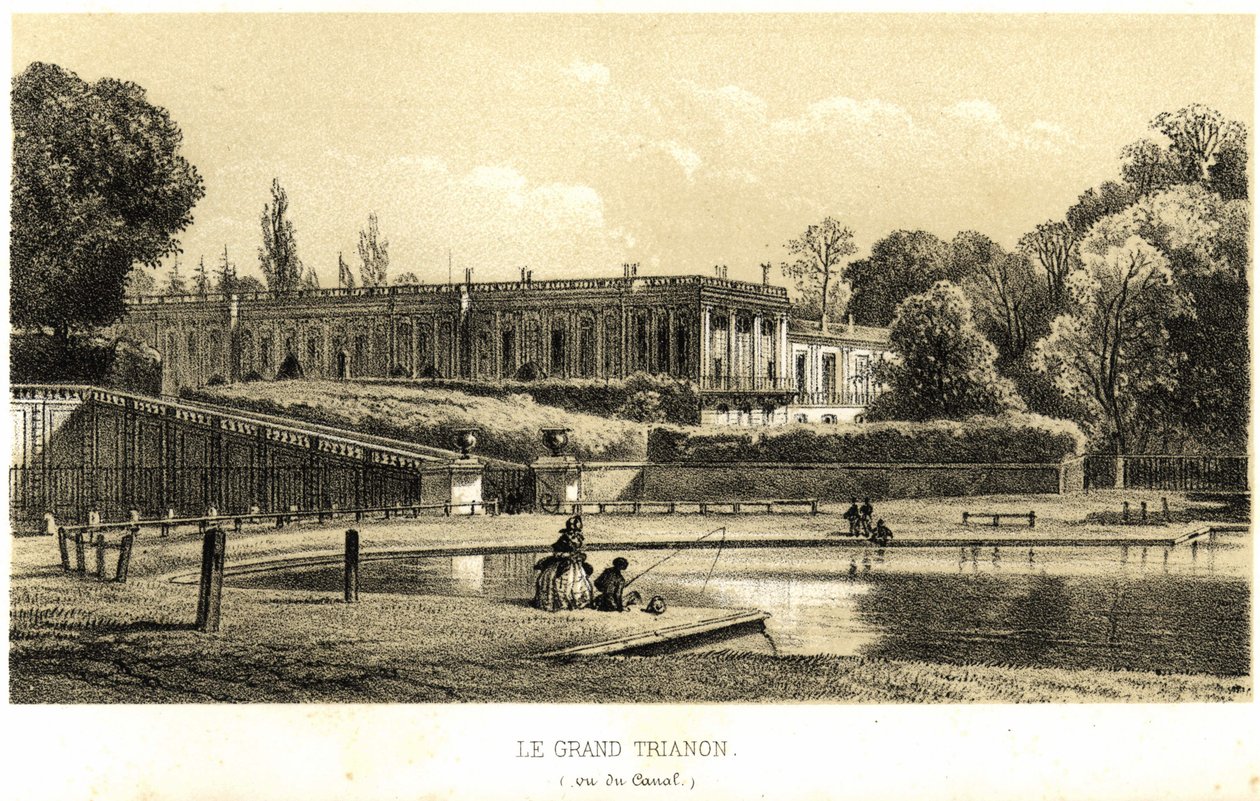 A Versailles-i csatorna felől nézve a Grand Trianon 1857-ben. alkotó: French School