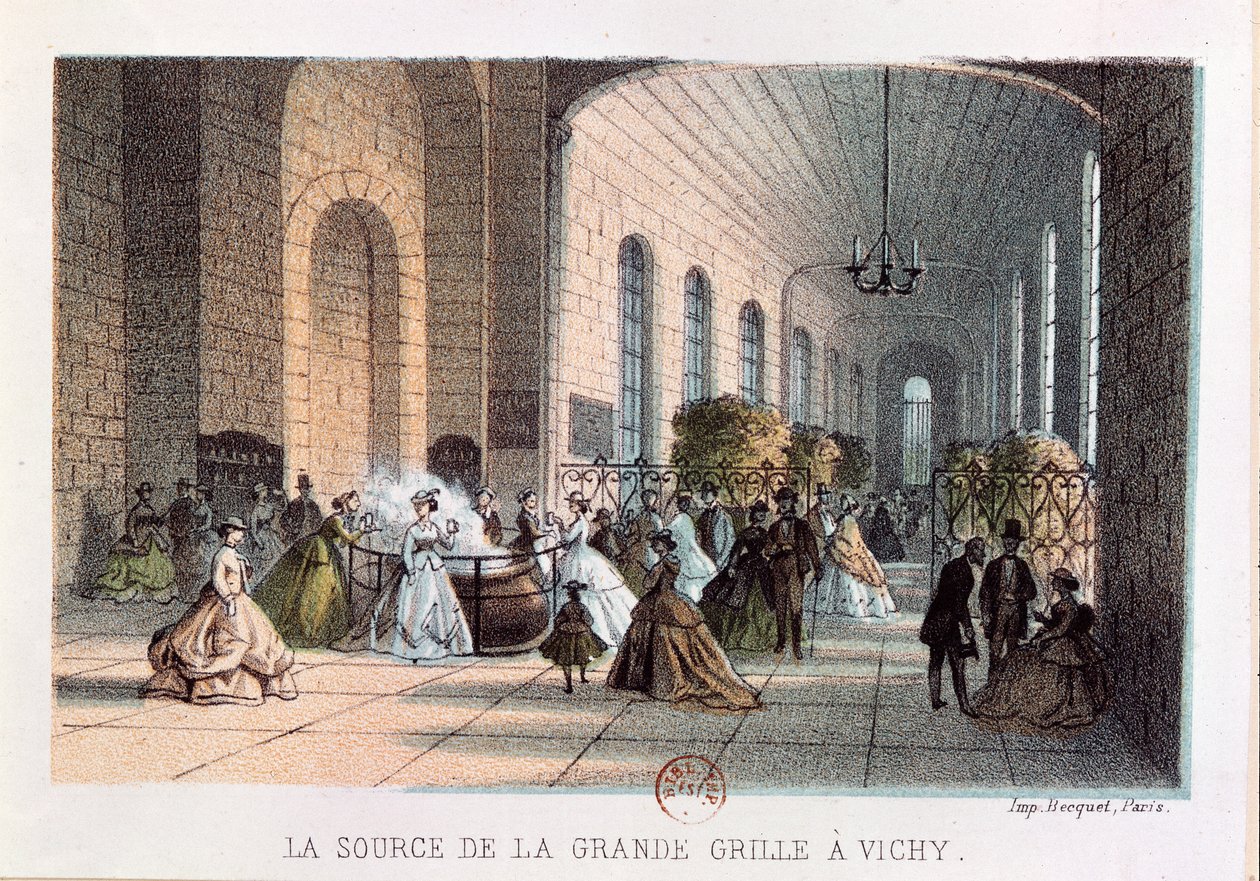 A Grande Grille vízforrás Vichyben, 19. század közepe alkotó: French School